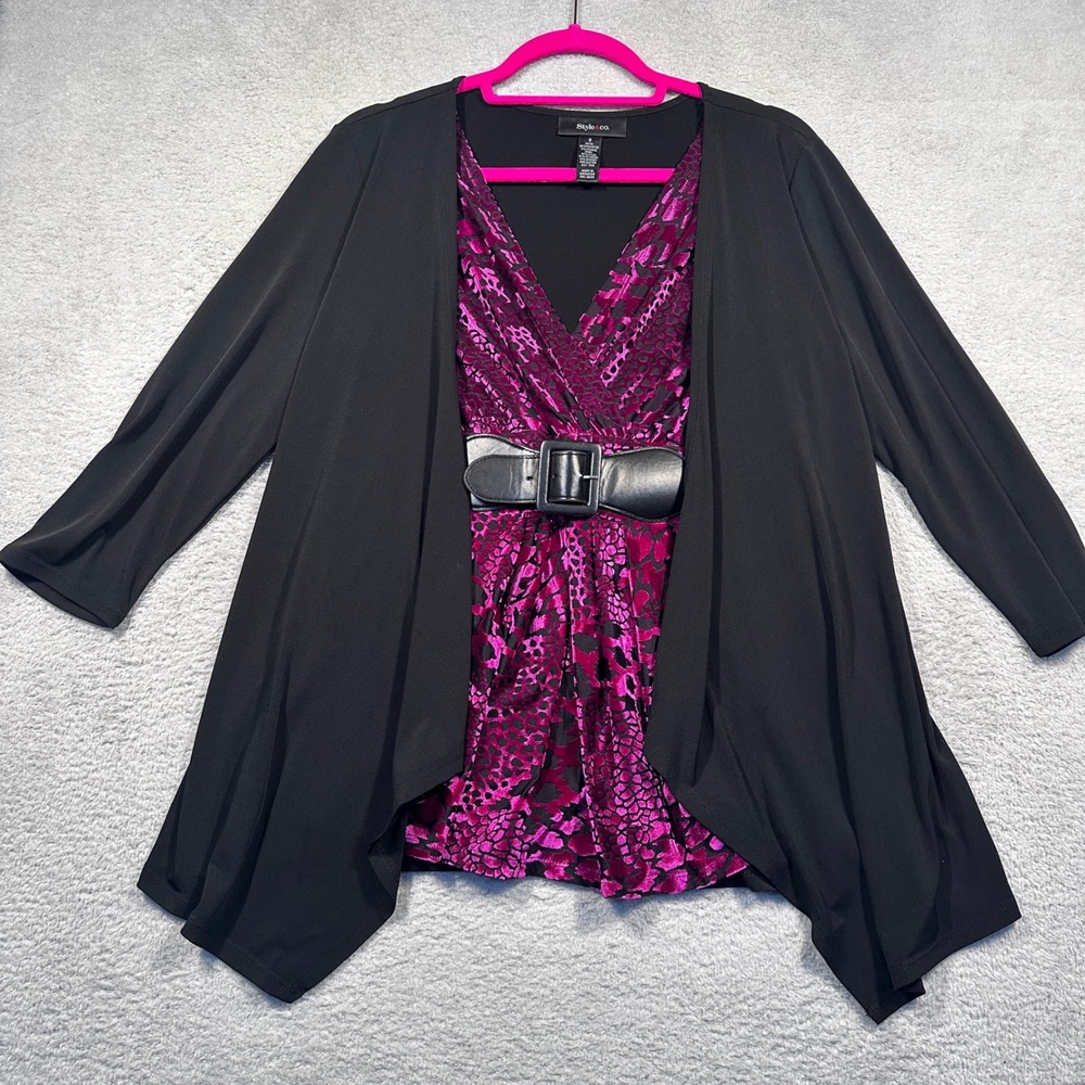 Y2K Style & co. Animal Print Top with Attached Cardigan and Belted Waist Size S